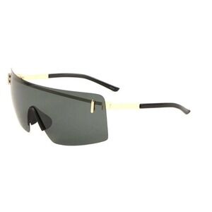 Shield Sunglasses Gold Accents Rimless Visor Fashion Sun Glasses Oversized Gafas